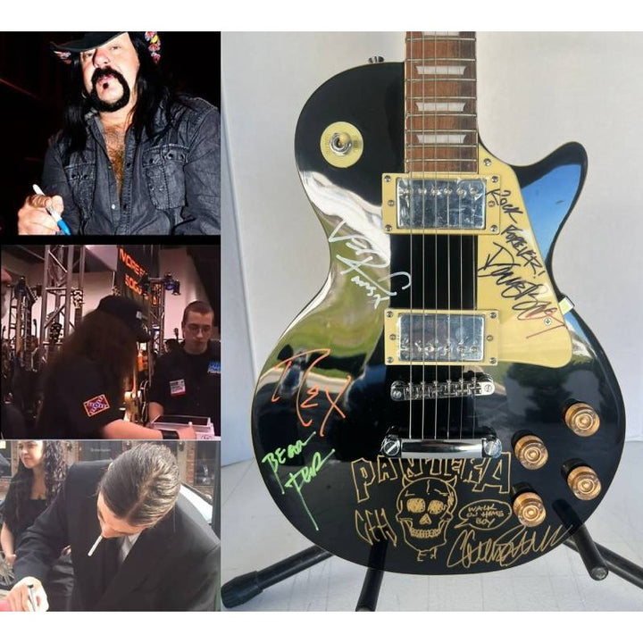 Pantera Phil Anselmo, Diamond Darrell, Rex Brown, and Vinnie Paul Les Paul electric guitar signed with proof..