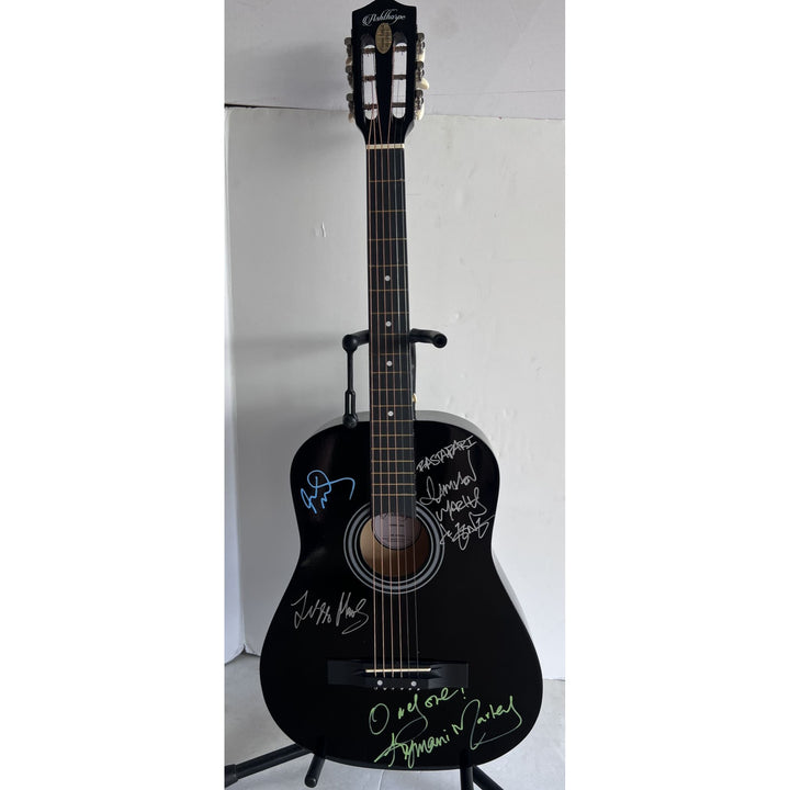 Ziggy, Julian, Stephen, Damian, Ky-Mani Marley acoustic guitar signed with proof