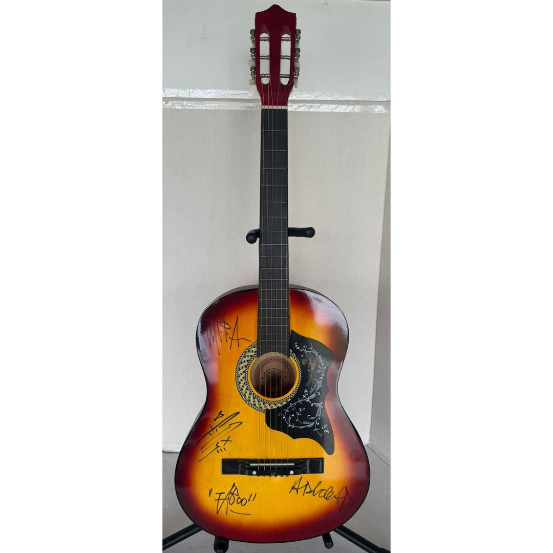 Black Eyed Peas Will.i.am Fergie, Taboo and apl.de.ap vintage acoustic guitar signed with proof.