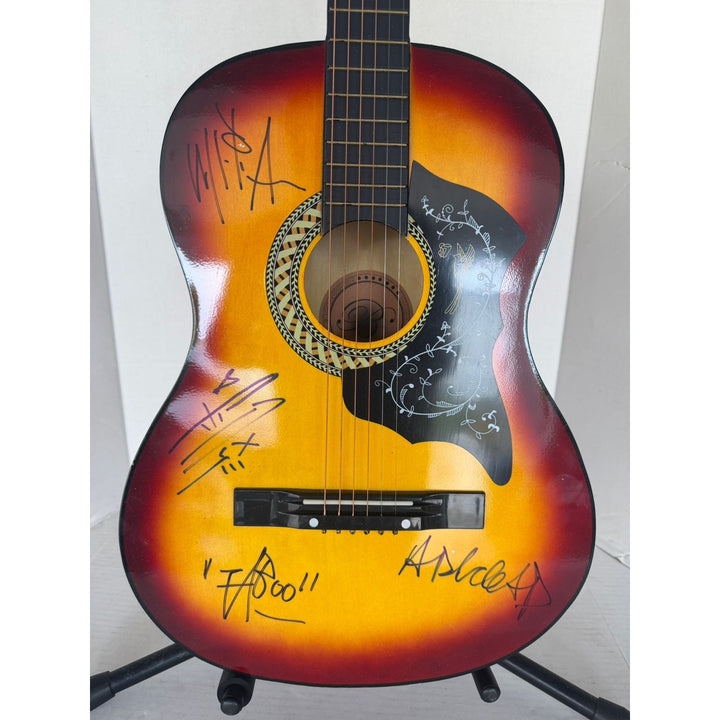 Black Eyed Peas Will.i.am Fergie, Taboo and apl.de.ap vintage acoustic guitar signed with proof.