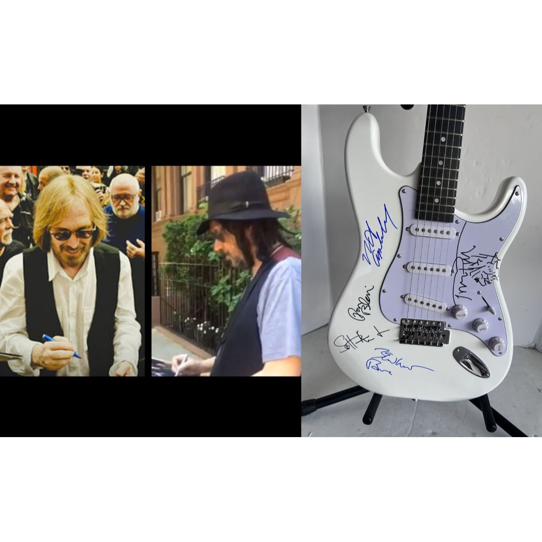 Tom Petty, Ron Blair, Benmont Tinch, Scott Thurston, and Mike Campbell stratocaster electric guitar signed with proof