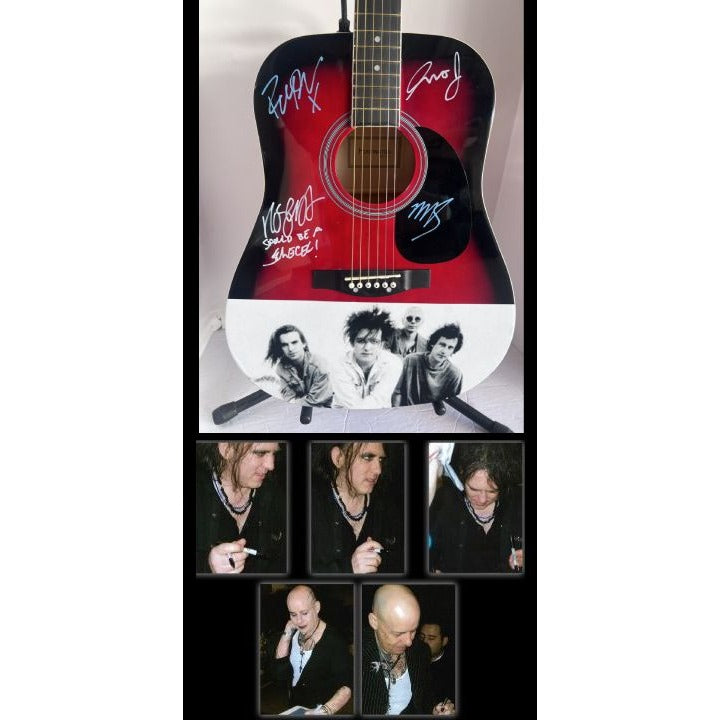 Robert Smith and the Cure full size acoustic guitar signed with proof