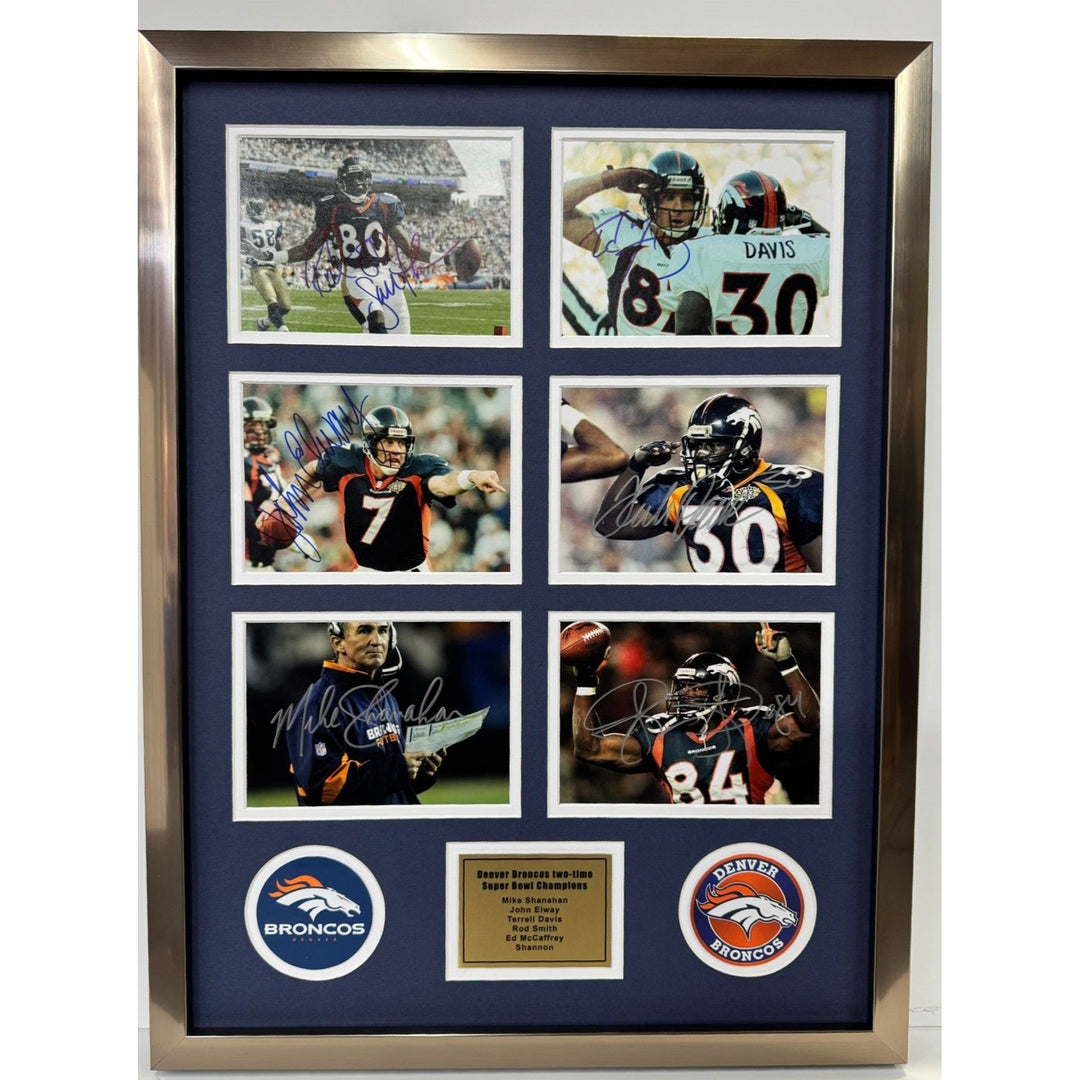 Denver Broncos two-time Super Bowl Champions Mike Shanahan John Elway Terrell Davis Rod Smith Ed McCaffrey Shannon Sharpe 5x7 photos signed