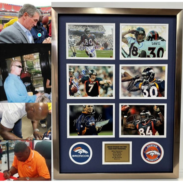 Denver Broncos two-time Super Bowl Champions Mike Shanahan John Elway Terrell Davis Rod Smith Ed McCaffrey Shannon Sharpe 5x7 photos signed