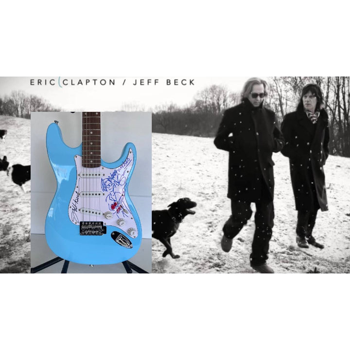 Eric Clapton & Jeff Beck electric guitar signed with proof.