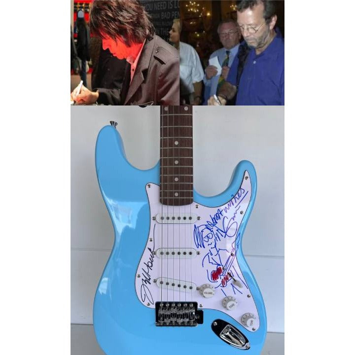 Eric Clapton & Jeff Beck electric guitar signed with proof.