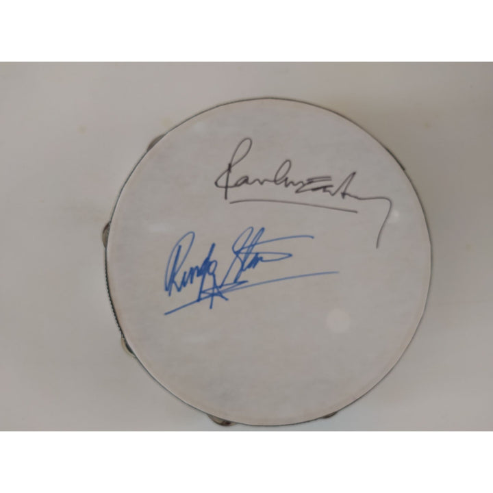 Paul McCartney Ringo Starr The Beatles 14 inch tambourine signed with proof