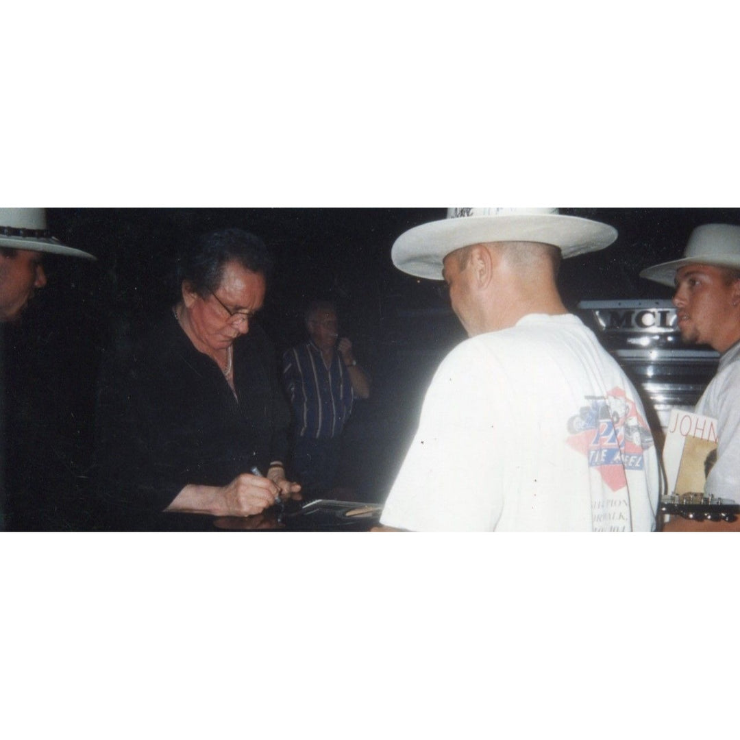 Johnny Cash "The Man in Black" full size acoustic guitar signed with proof and museum quality frame 34x42