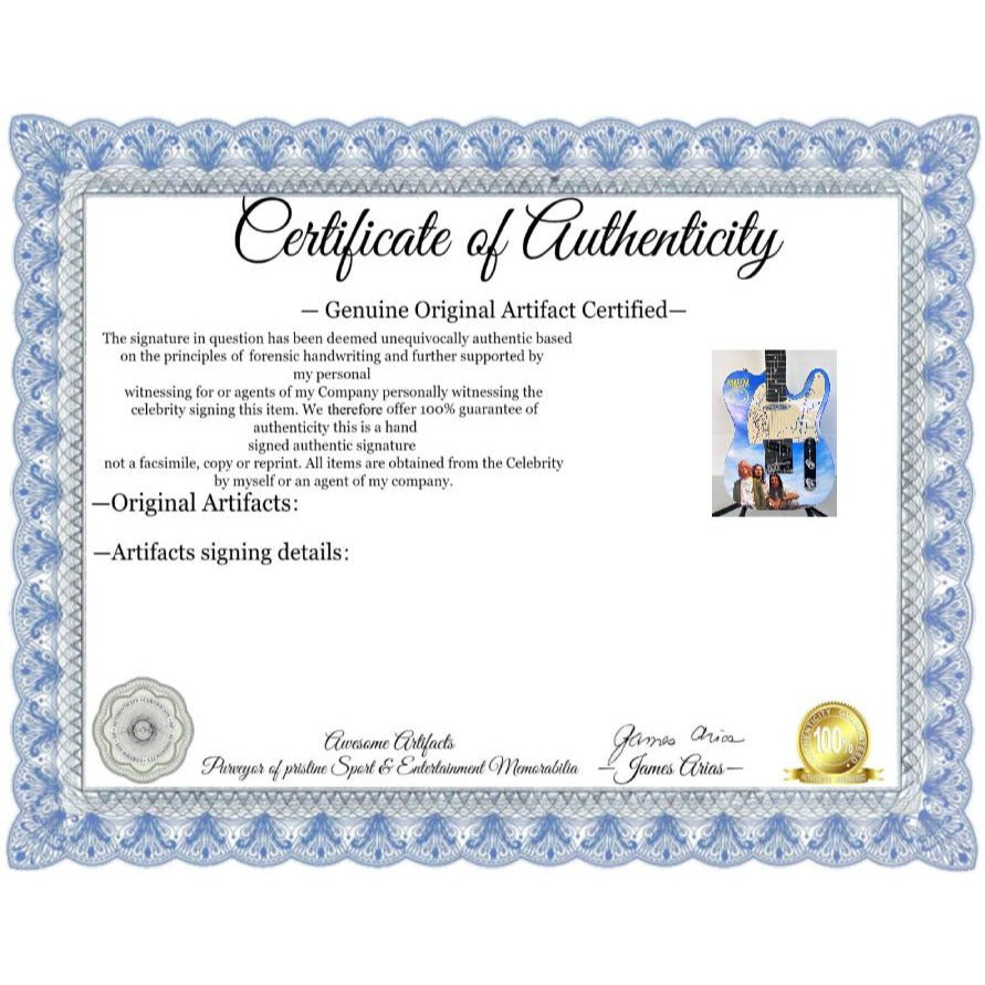 Nirvana Kurt Cobain (with sketch) Krist Novoselic David Grohl (with sketch) One of a Kind full size telecaster electric guitar signed.