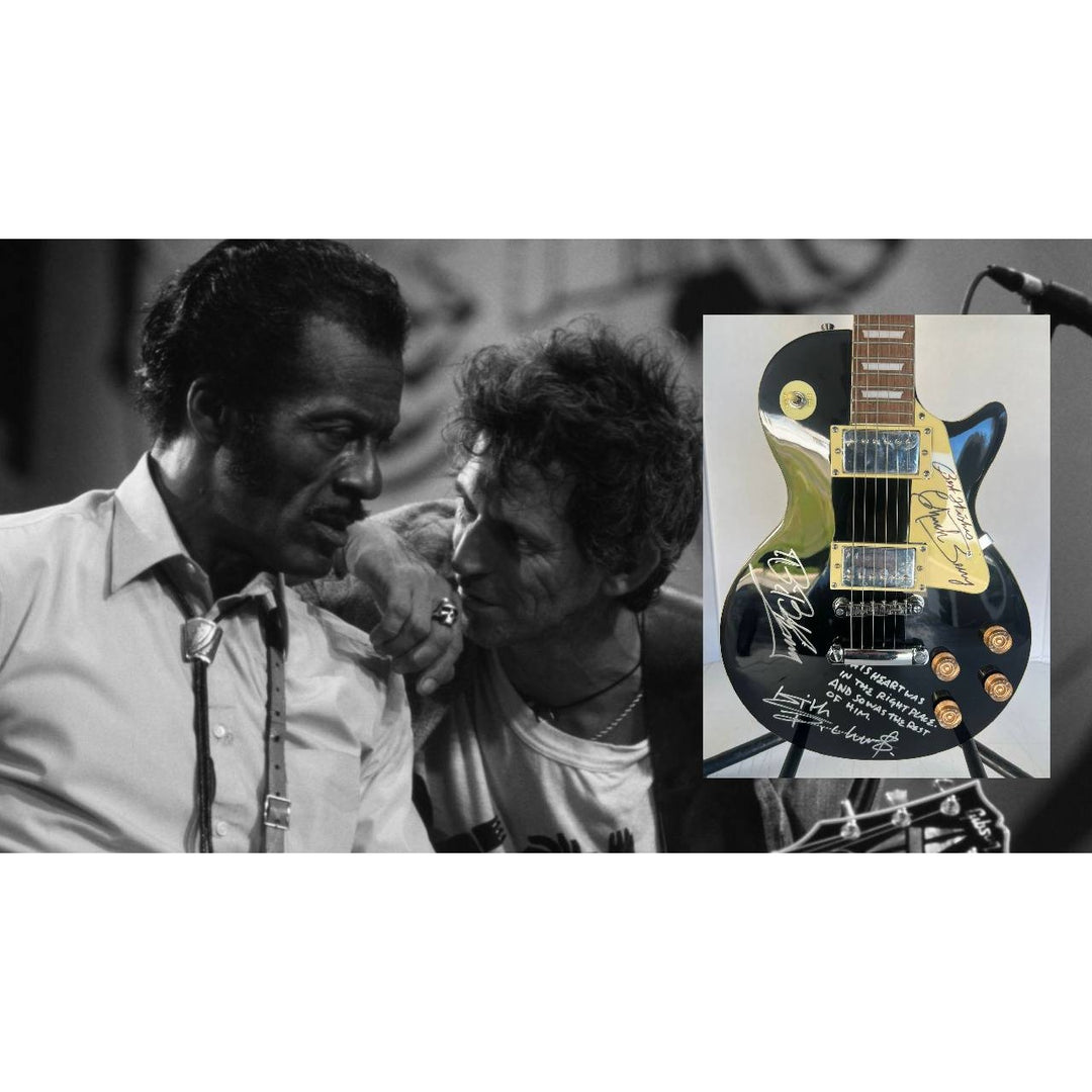 Keith Richards (inscribed), BB King & Chuck Berry vintage les paul full size electric guitar signed with proof.