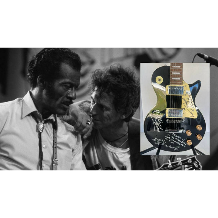 Keith Richards (inscribed), BB King & Chuck Berry vintage les paul full size electric guitar signed with proof.