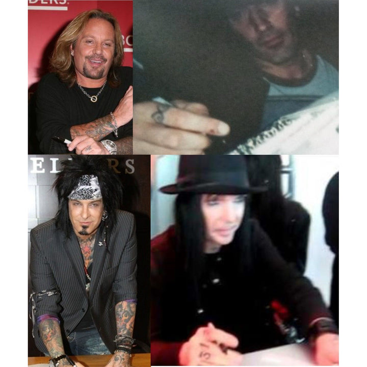 Tommy Lee, Mick Mars, Nixxi Sixx, Vince Neal, Motley Crue Fender Stratocaster Squier electric guitar signed with proof