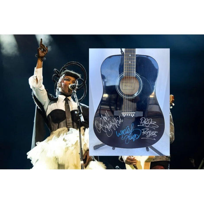 The Fugies Wyclef Jean, Lauryn Hill full size acoustic guitar signed with proof