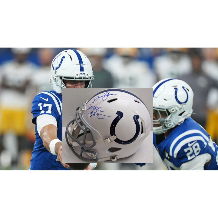 Jonathan Taylor and Daniel Jones Indianapolis Colts 2025 Riddell speed full size helmet signed with proof