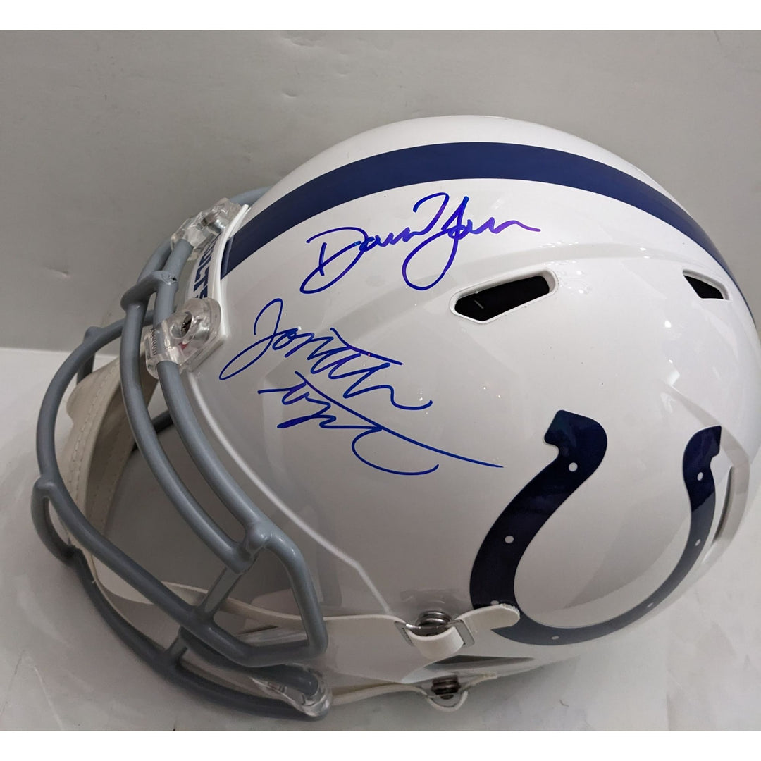 Jonathan Taylor and Daniel Jones Indianapolis Colts 2025 Riddell speed full size helmet signed with proof