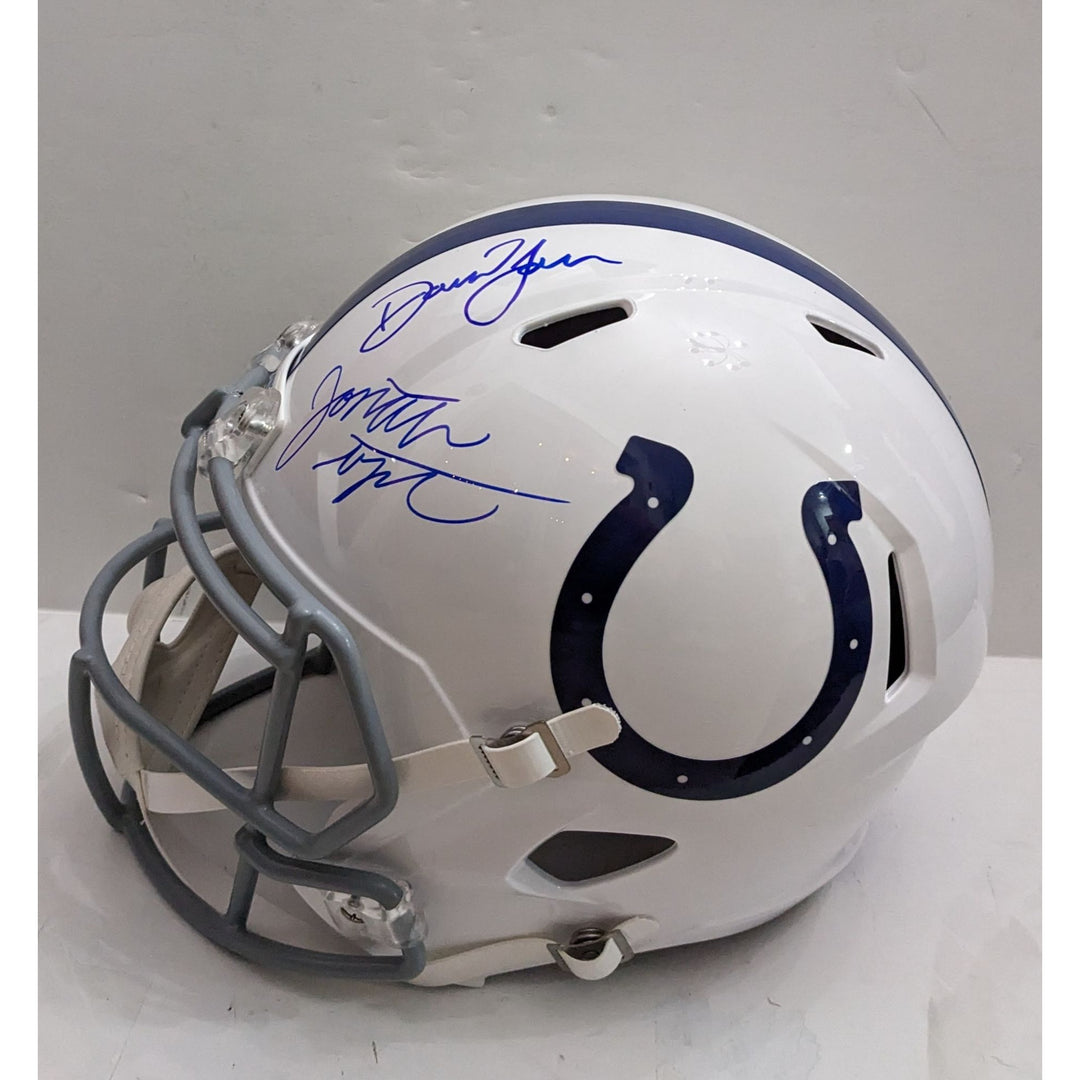Jonathan Taylor and Daniel Jones Indianapolis Colts 2025 Riddell speed full size helmet signed with proof