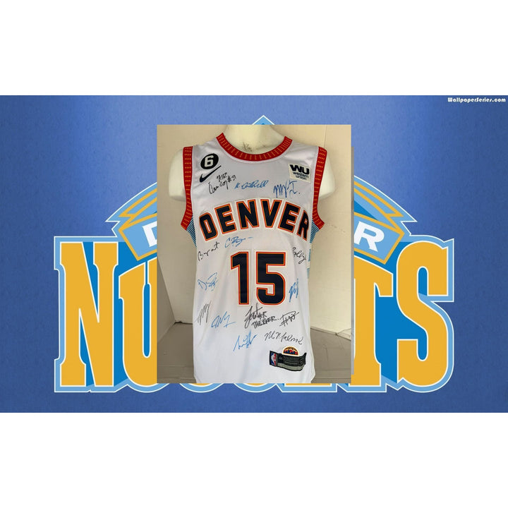Nikola jokic Jamal Murray Michael Porter Jr Denver Nuggets 20223 NBA champions team signed game model Joker Jersey signed with proof.