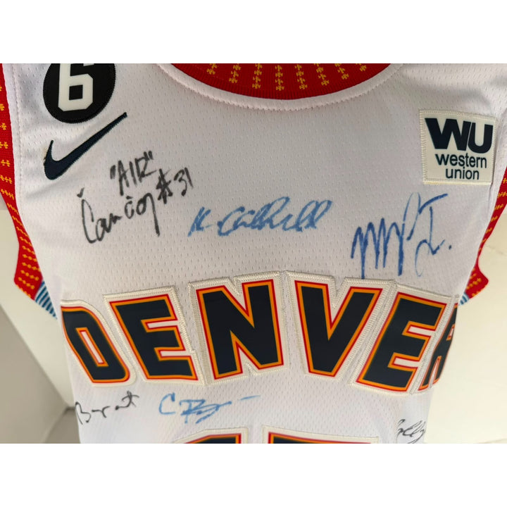 Nikola jokic Jamal Murray Michael Porter Jr Denver Nuggets 20223 NBA champions team signed game model Joker Jersey signed with proof.