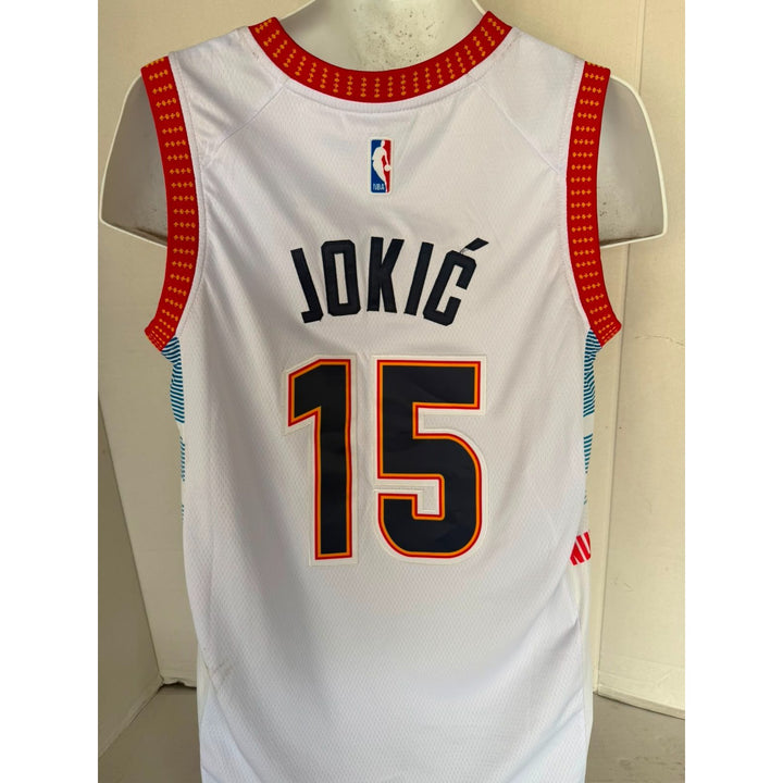 Nikola jokic Jamal Murray Michael Porter Jr Denver Nuggets 20223 NBA champions team signed game model Joker Jersey signed with proof.