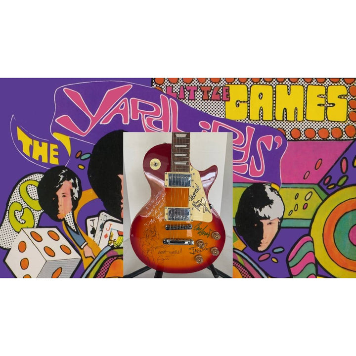 The  Yardbirds Jimmy Page Eric Clapton Jeff Beck Chris Dreja & Jim McCarty vintage Cherry Les Paul Electric Guitar signed with proof..