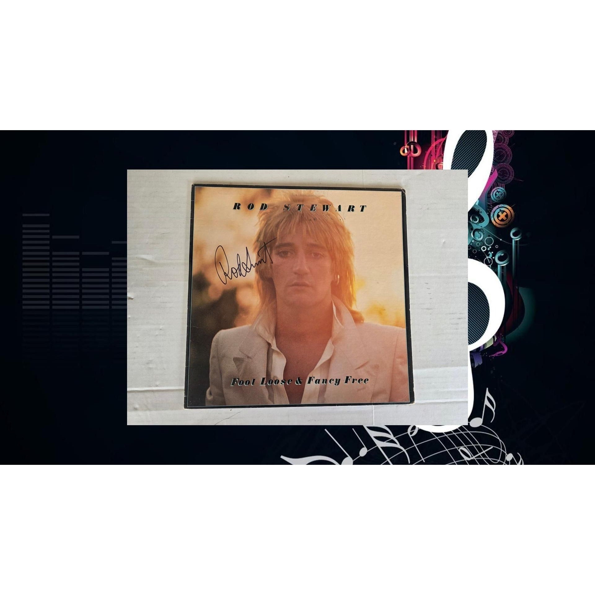 Rod Stewart (RARE!! CDシングル10枚セット送料込み!!) Rod Stewart ''Fool Love & Fancy Free'' LP signed with proof