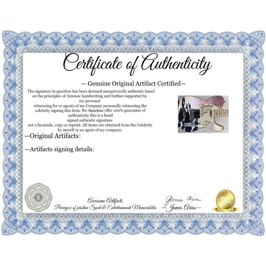 Eric Clapton and Stevie Ray Vaughan with hand made sketch and inscription from (Stevie)  one of a kind full size electric guitar signed.