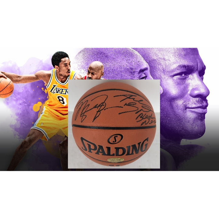 Basketball NBA Spalding game model full size Michael Jordan and Kobe Bryant signed with proof