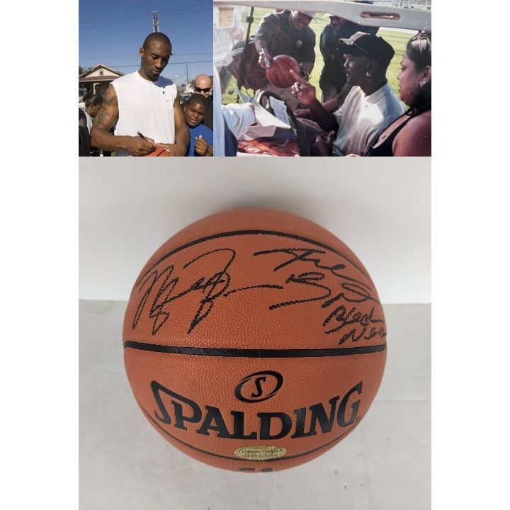 Basketball NBA Spalding game model full size Michael Jordan and Kobe Bryant signed with proof