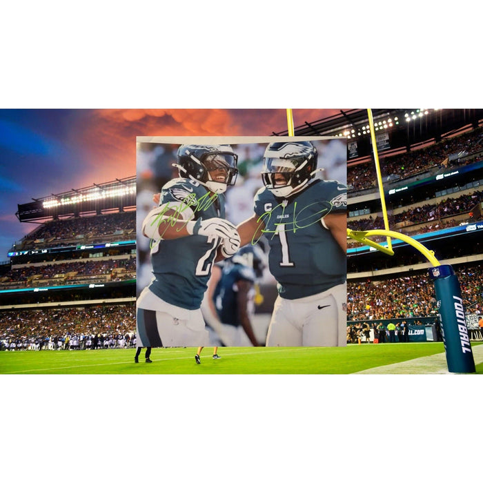 Philadelphia Eagles Saquon Barkley and Jalen Hurts 16x20 photo signed with proof