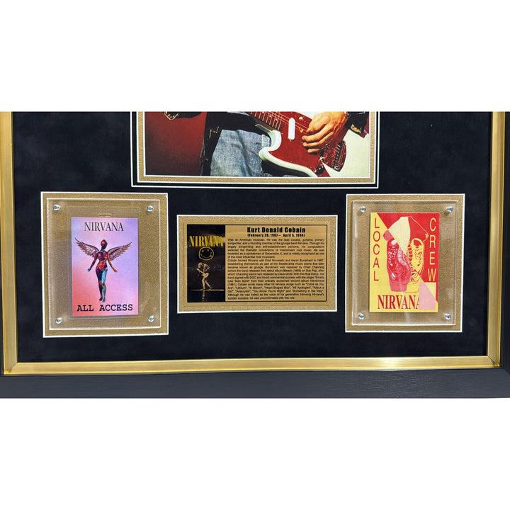 Kurt Cobain Nirvana vintage autograph book page signed with proof & museum quality frame  26x34..