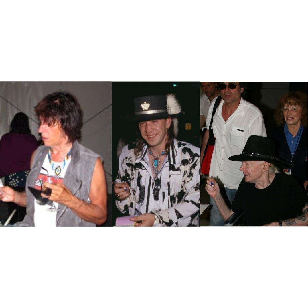 Vaughan Johnny, Stevie Ray, Winter Jeff Beck, Fender Stratocaster electric guitar signed with proof