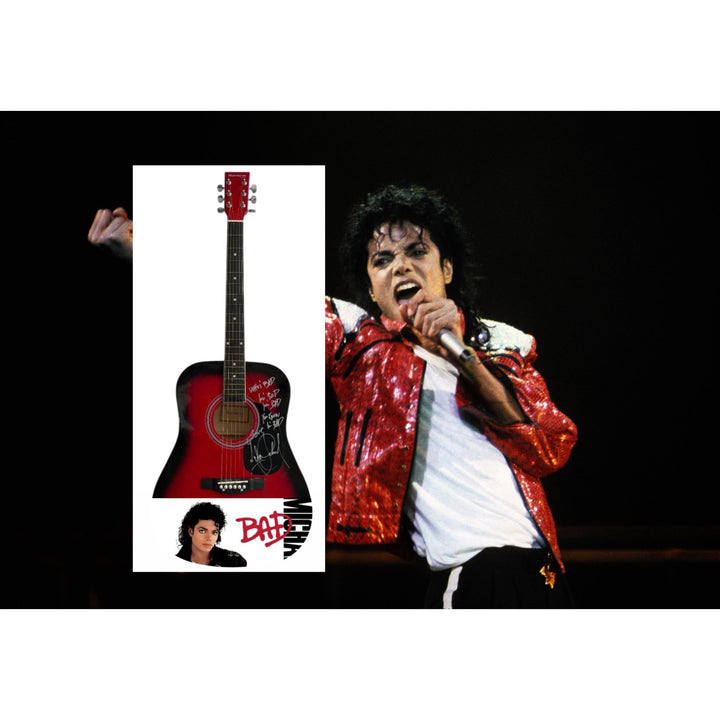 Michael Jackson signed with inscription One of a Kind full size acoustic guitar signed with proof.