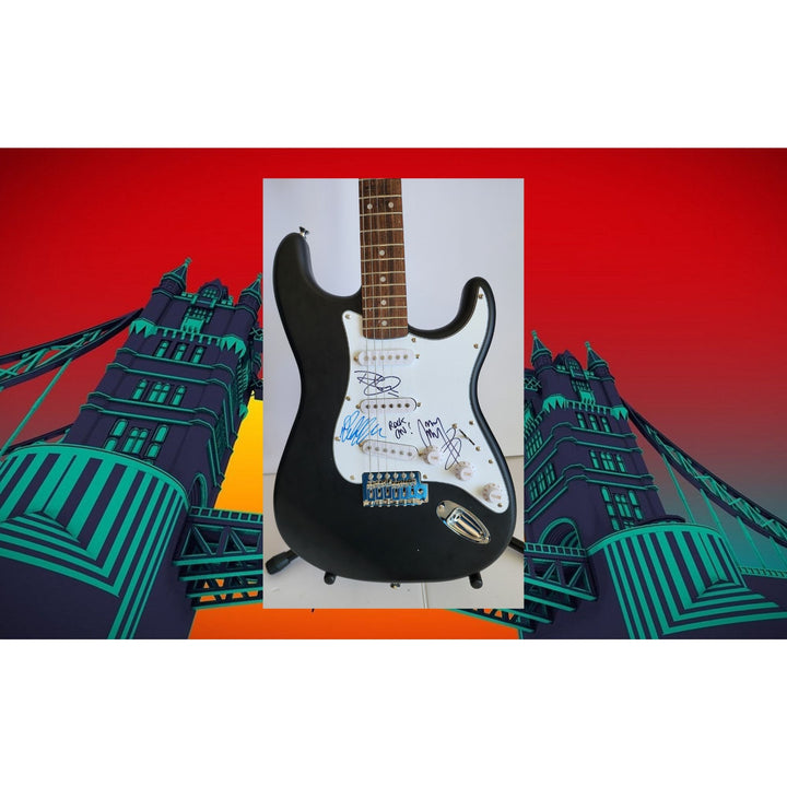 Jimmy Page , Robert Plant & John Paul Jones Led Zeppelin Fender Stratocaster electric guitar signed with proof