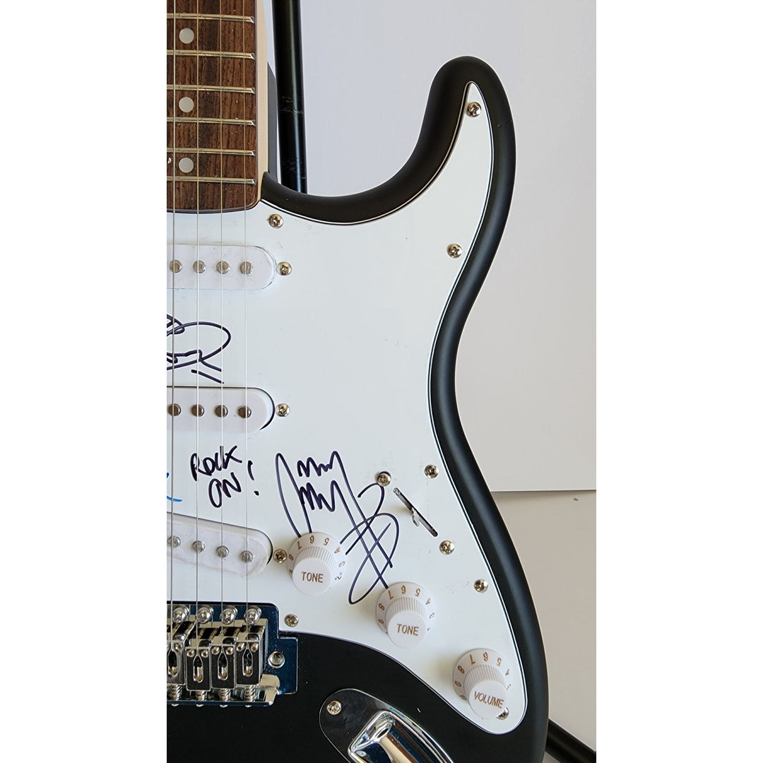 Jimmy Page , Robert Plant & John Paul Jones Led Zeppelin Fender Stratocaster electric guitar signed with proof