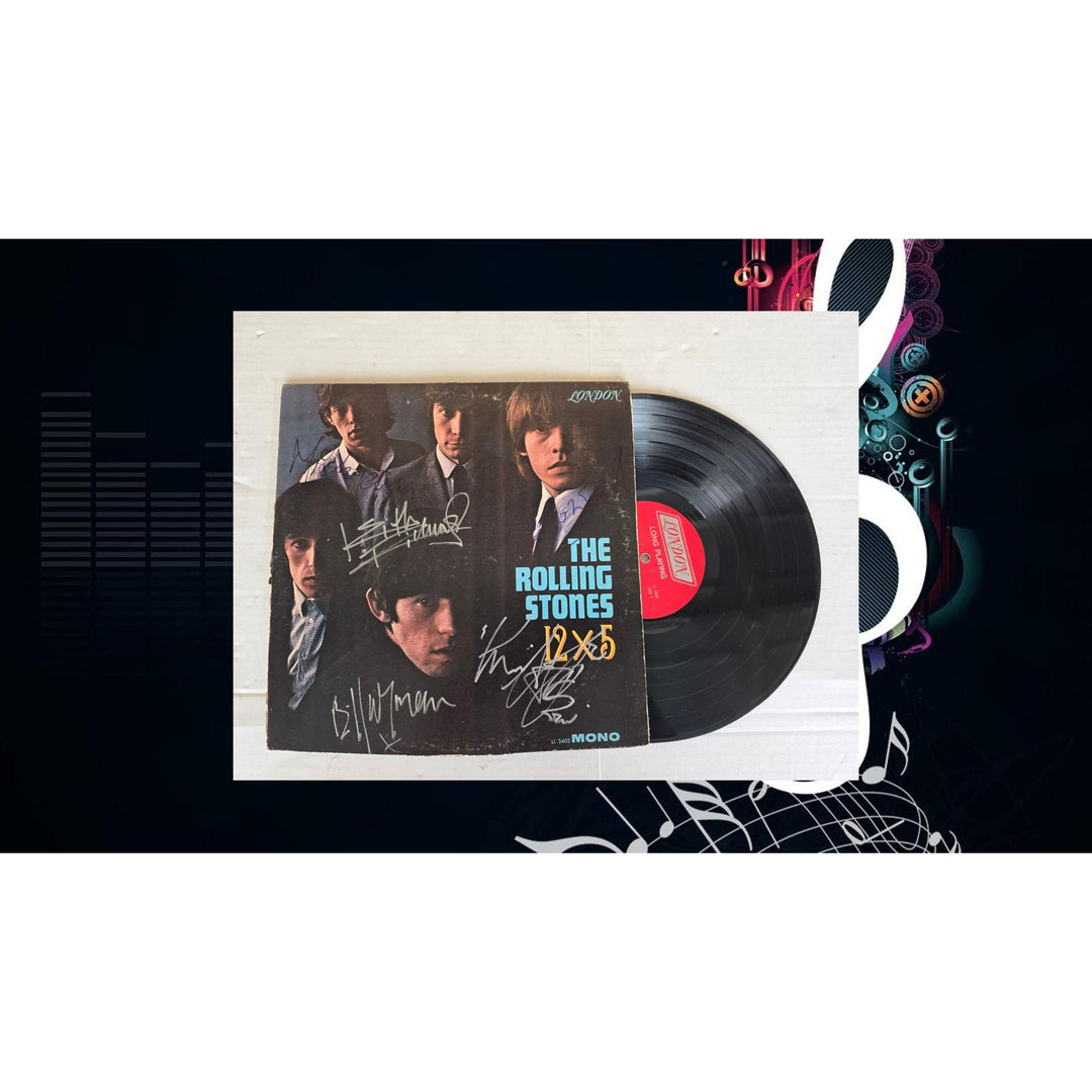 Rolling Stones Lp "12x5" Mick Jagger , Bill Wyman, Keith Richards, Charlie Watts Brian Jones signed with proof.
