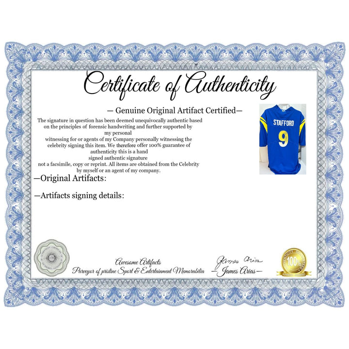 Mathew Stafford Los Angeles Rams Nike size xl NFL game model jersey signed with proof