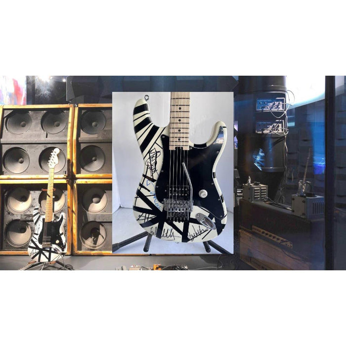 Eddie Van Halen David Lee Roth EVH striped series Frankenstein vintage electric guitar signed with proof