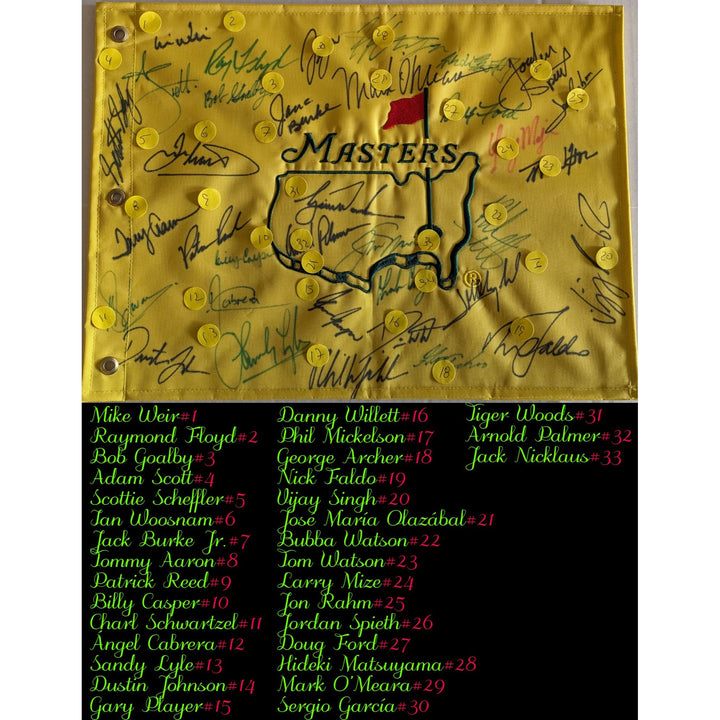 Masters Champions 30 plus Tiger Woods Scottie Scheffler  Arnold Palmer Jack Nicklaus signed with proof $8,995