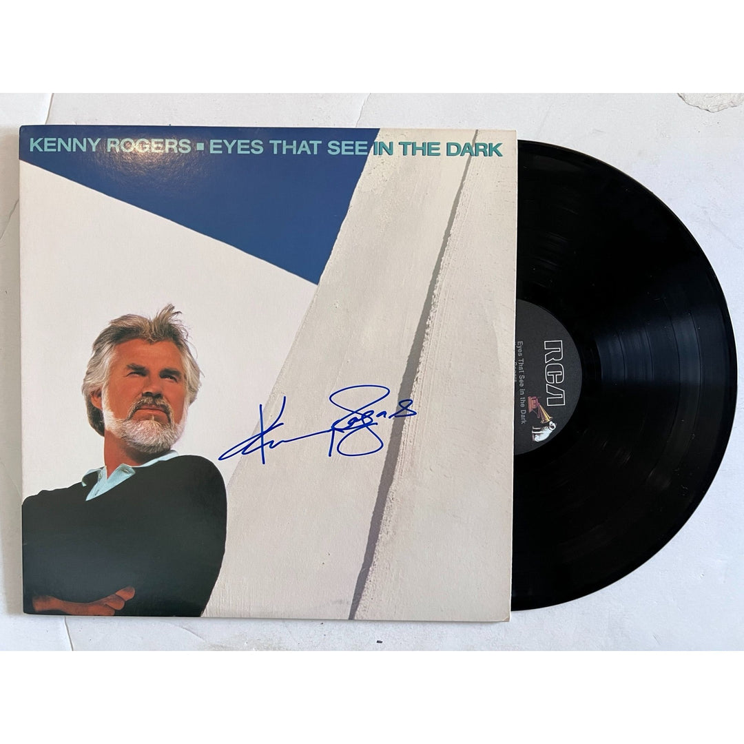 Kenny Rogers eyes that see in the dark original LP signed with proof