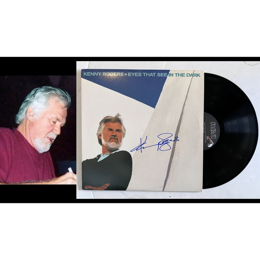 Kenny Rogers eyes that see in the dark original LP signed with proof