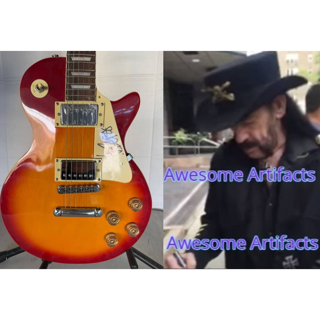 Lemmy Kilmister of Motorhead Les Paul vintage electric guitar signed with full provenance, photo proof and AI certification .