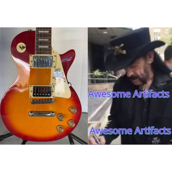 Lemmy Kilmister of Motorhead Les Paul vintage electric guitar signed with full provenance, photo proof and AI certification .