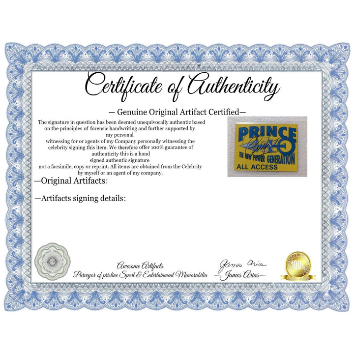 Prince VIP original concert pass signed