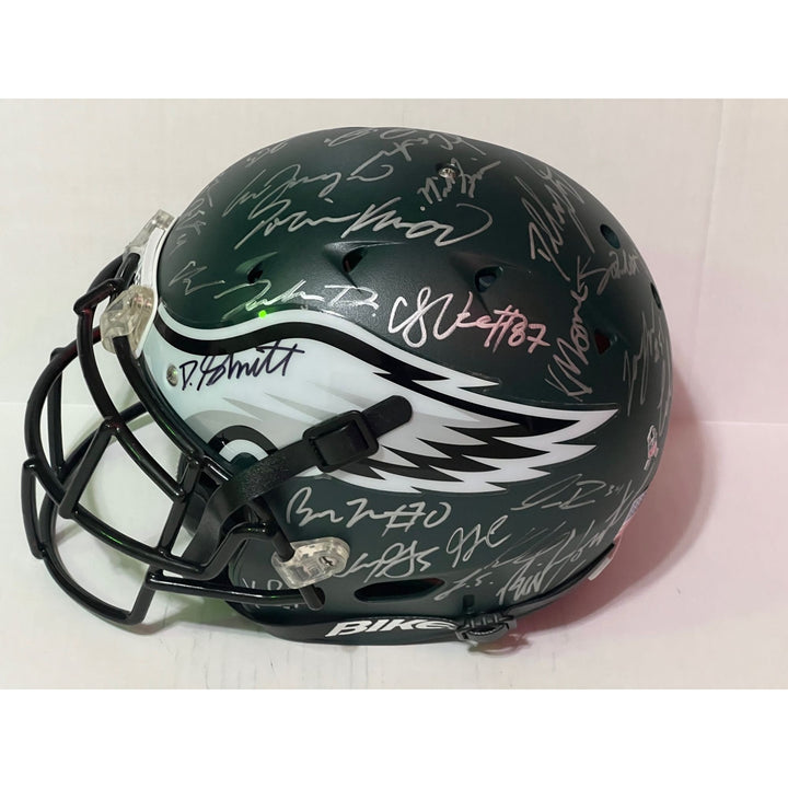 Philadelphia Eagles Schutt Authentic Pro Model helmet Saquon Barkley AJ Brown Jalen Hurts 40 members 2024 team signed with proof