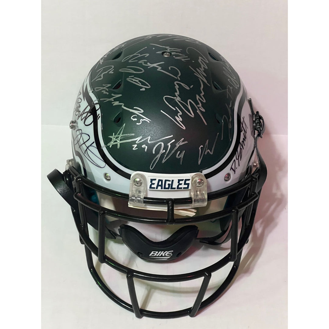 Philadelphia Eagles Schutt Authentic Pro Model helmet Saquon Barkley AJ Brown Jalen Hurts 40 members 2024 team signed with proof