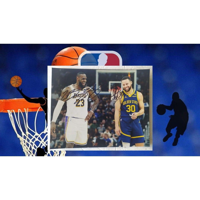 Stephen Curry and LeBron James 8x10 photo signed with proof