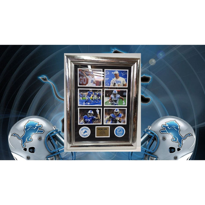 Dan Campbell Jared Goff Aidan Hutchinson2024 Detroit Lions 5x7 photos in museum quality frame 22x28 signed with proof Awesome Artifacts