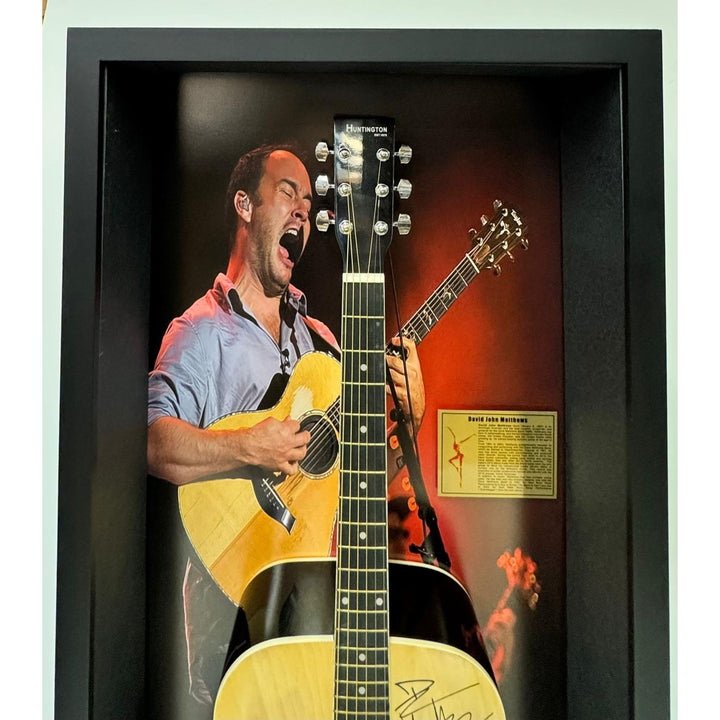 Dave Matthews incredible acoustic guitar signed with hand sketch and Museum quality frame shadow box