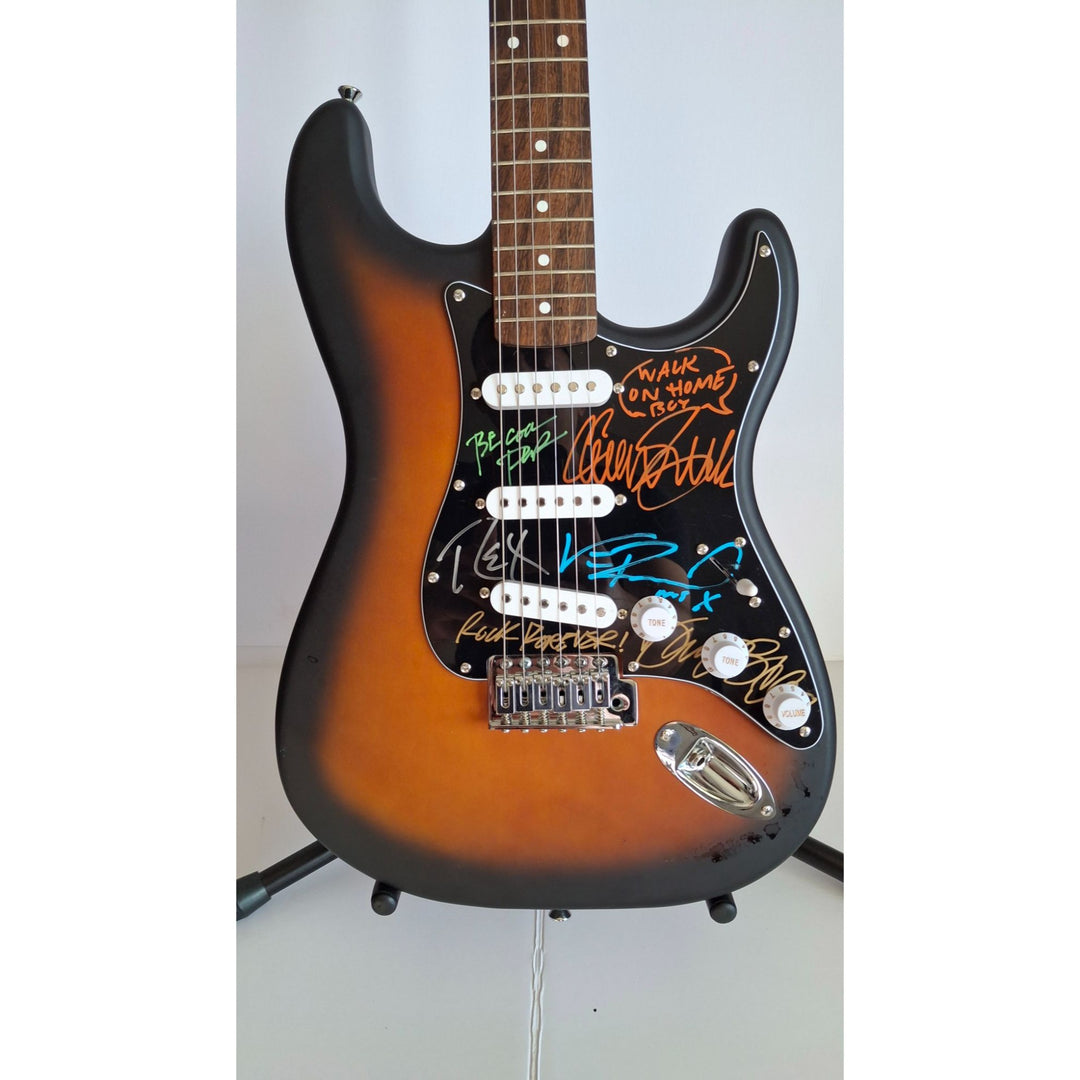 Dimebag Darrel Abbott, Vinnie Paul, Phil Anselmo, Rex Brown & Charlie Benante (Pantera) Fender Stratocaster electric guitar signed with proof