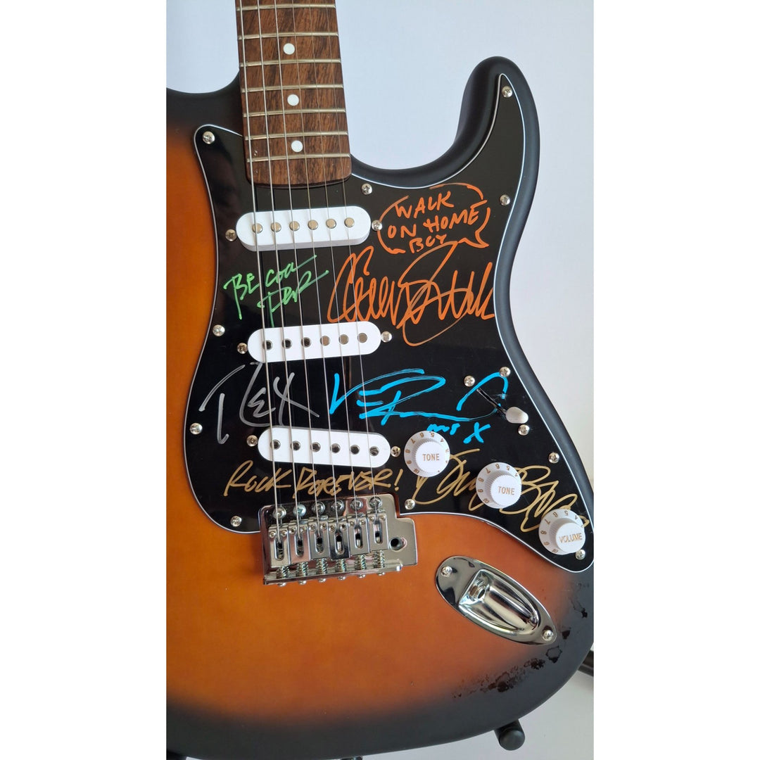 Dimebag Darrel Abbott, Vinnie Paul, Phil Anselmo, Rex Brown & Charlie Benante (Pantera) Fender Stratocaster electric guitar signed with proof